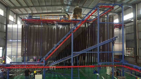 LPG Heating System Aluminium Profiles Automatic Powder Coating Line With Spray Tunnel Pretreatment