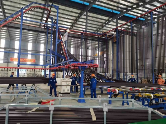 Electrostatic Spraying Own Powder Supply Center Vertical Powder Coating Line Of Aluminium Alloy Profile With 400m2/T