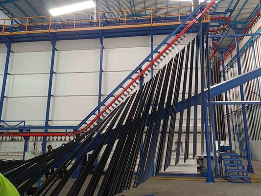 Single Spraying Booth 380V Customized Voltage Vertical Powder Coating Line Of Aluminium Alloy Profile With 400m2/T