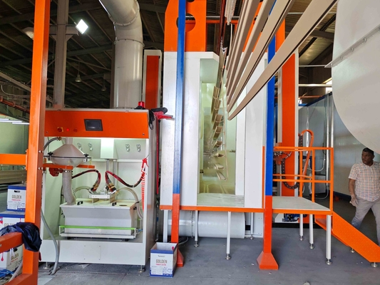 Powder Supply Centre Big Cyclone Adjustable Conveyor Speed Horizontal Powder Coating Line With Standard Surface Area 400m2/T