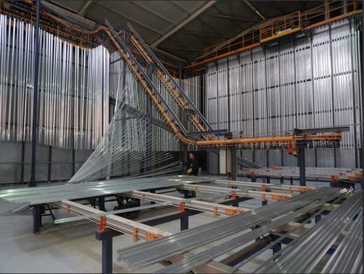 Turkey Natural Gas Heaing System Vertical Powder Coating Line for Aluminum Profiles