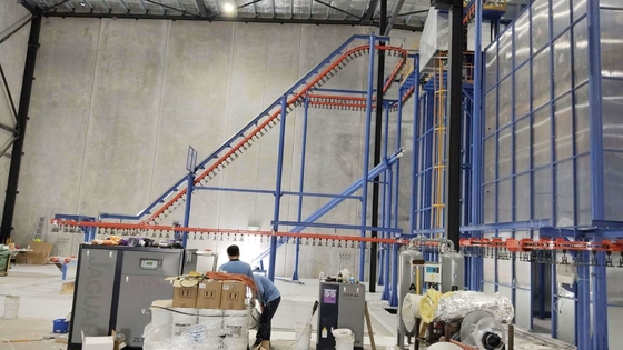 Full Automatic  Multiple Electrical Cabient Vertical Powder Coating Line For Aluminium Profiles