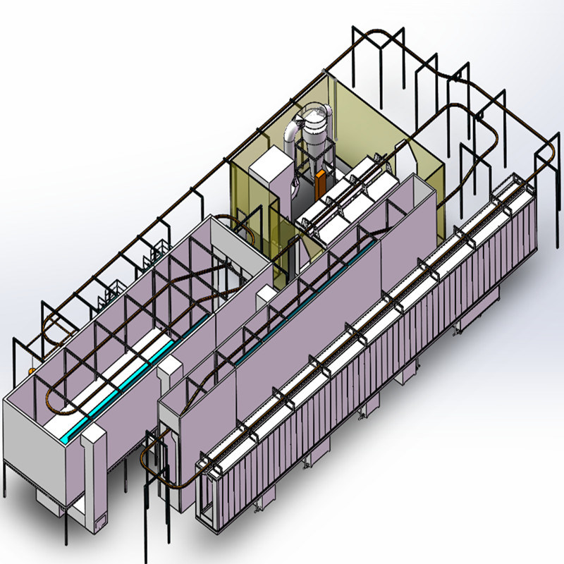 PLC Electrostatic Powder Coating Plant Equipment Gas Diesel Heating