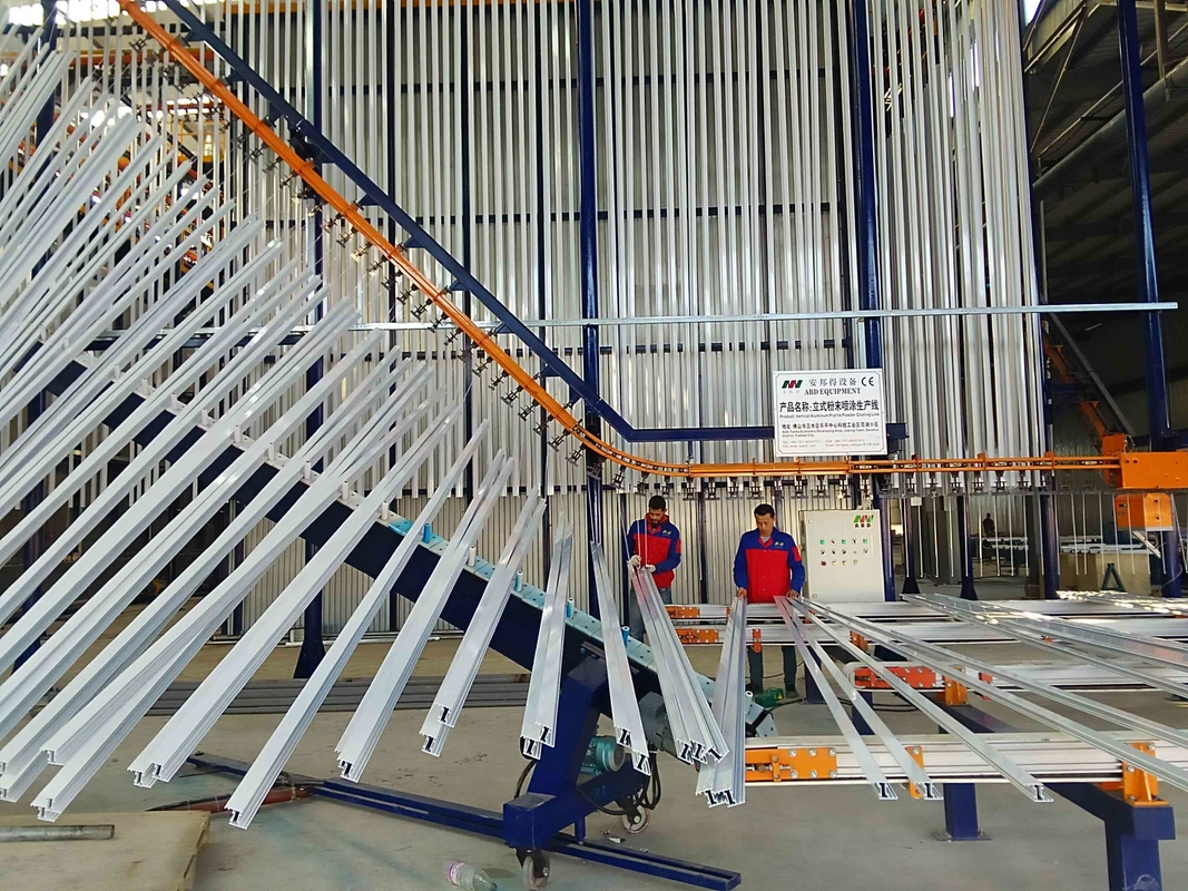Low Cost Save Space Vertical Powder Coating LineSurface Treatment Equipment Of Aluminium Profiles