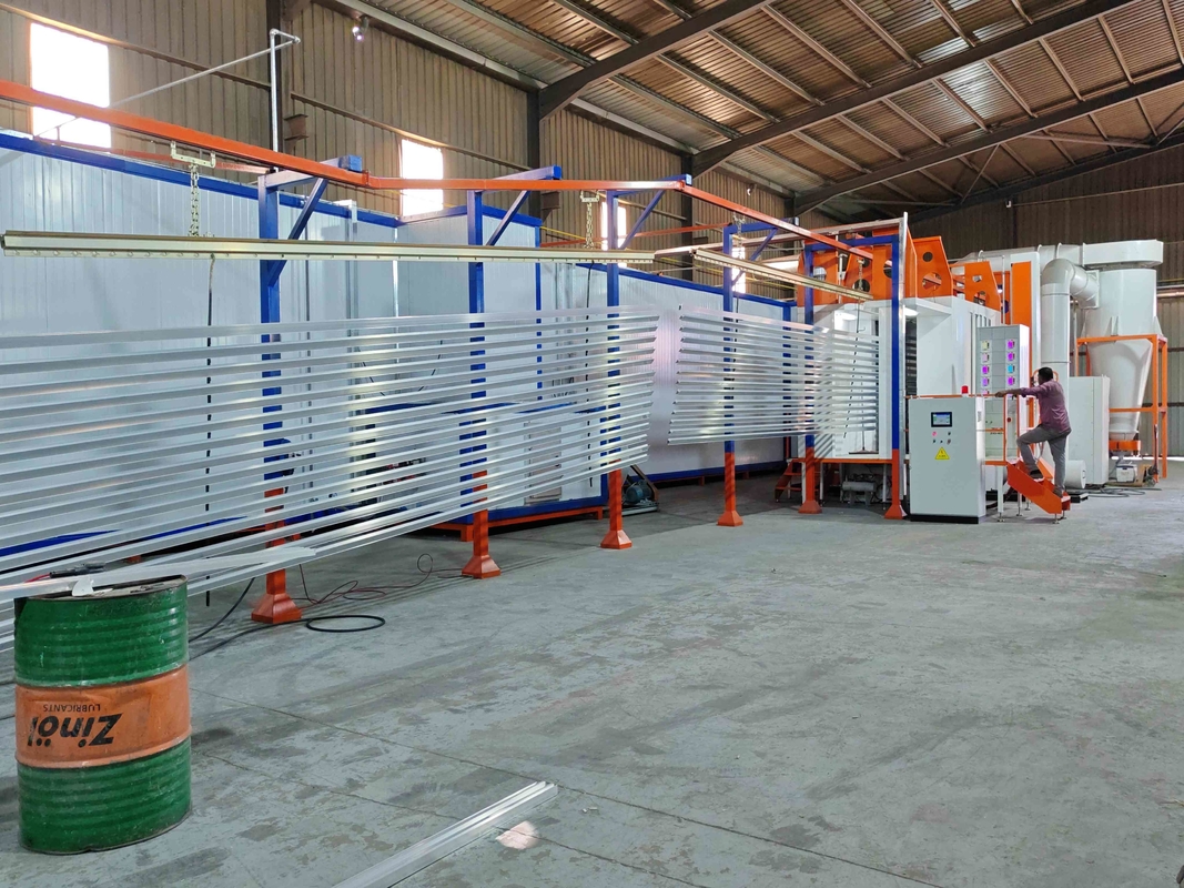 Own Powder Supply Center  Powder Recycle Rate 95% Horizontal Powder Coating Line With Standard Surface Area
