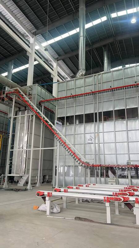 Recycle System Big Cyclone Chain Speed Adjustable Vertical Powder Coating Line for Aluminum Profiles