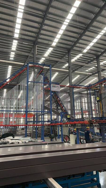 Conveying System Vertical Powder Coating Line High-performance for Aluminum Profiles